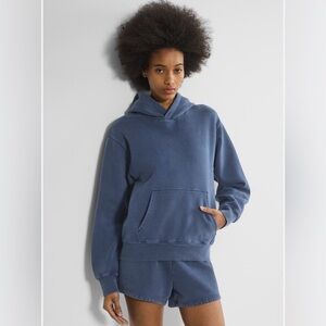 Aritzia TNA Cozy AF Sweatfleece Perfect Hoodie Total Eclipse Size 2XS.
